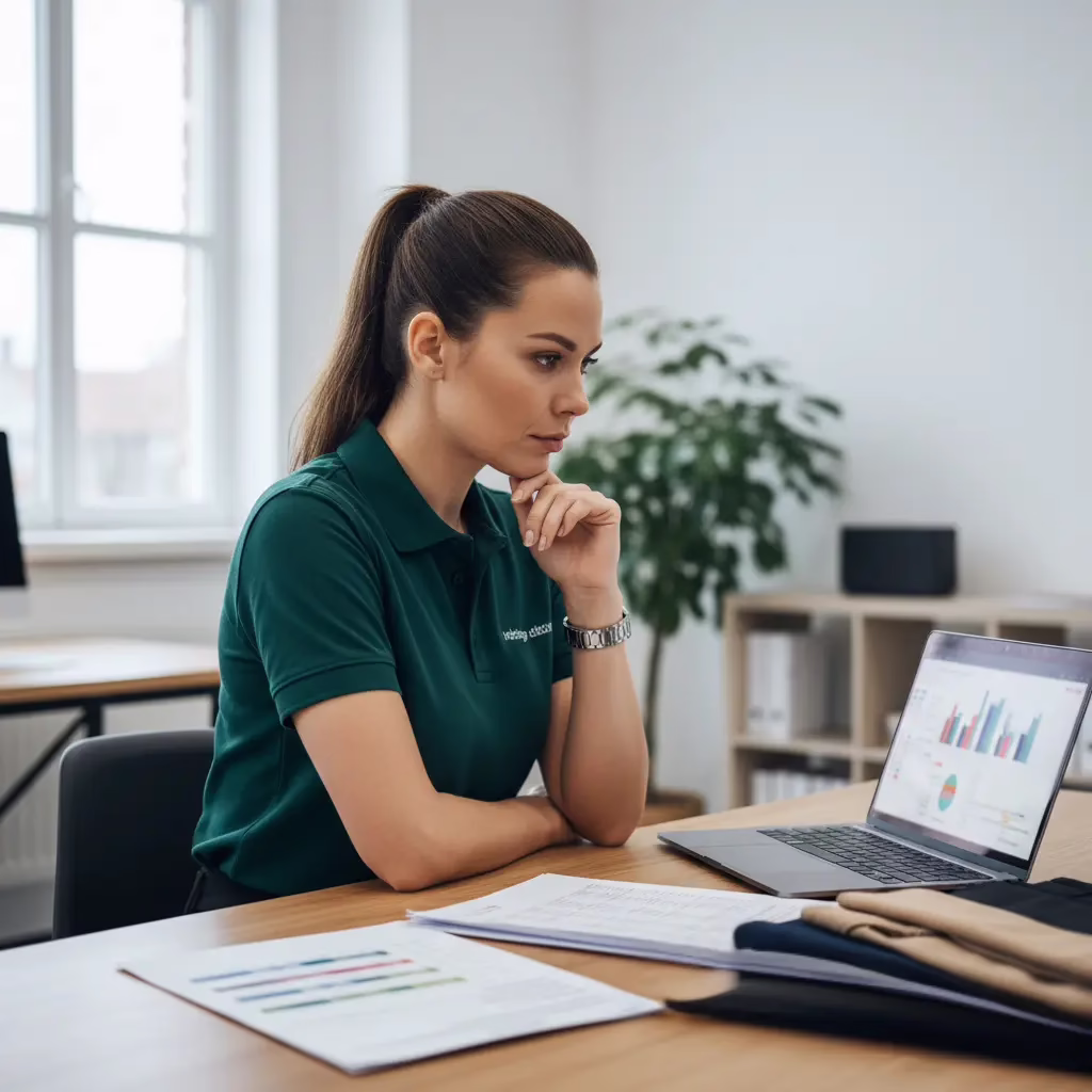 Fashion brand manager evaluating ERP and inventory management software