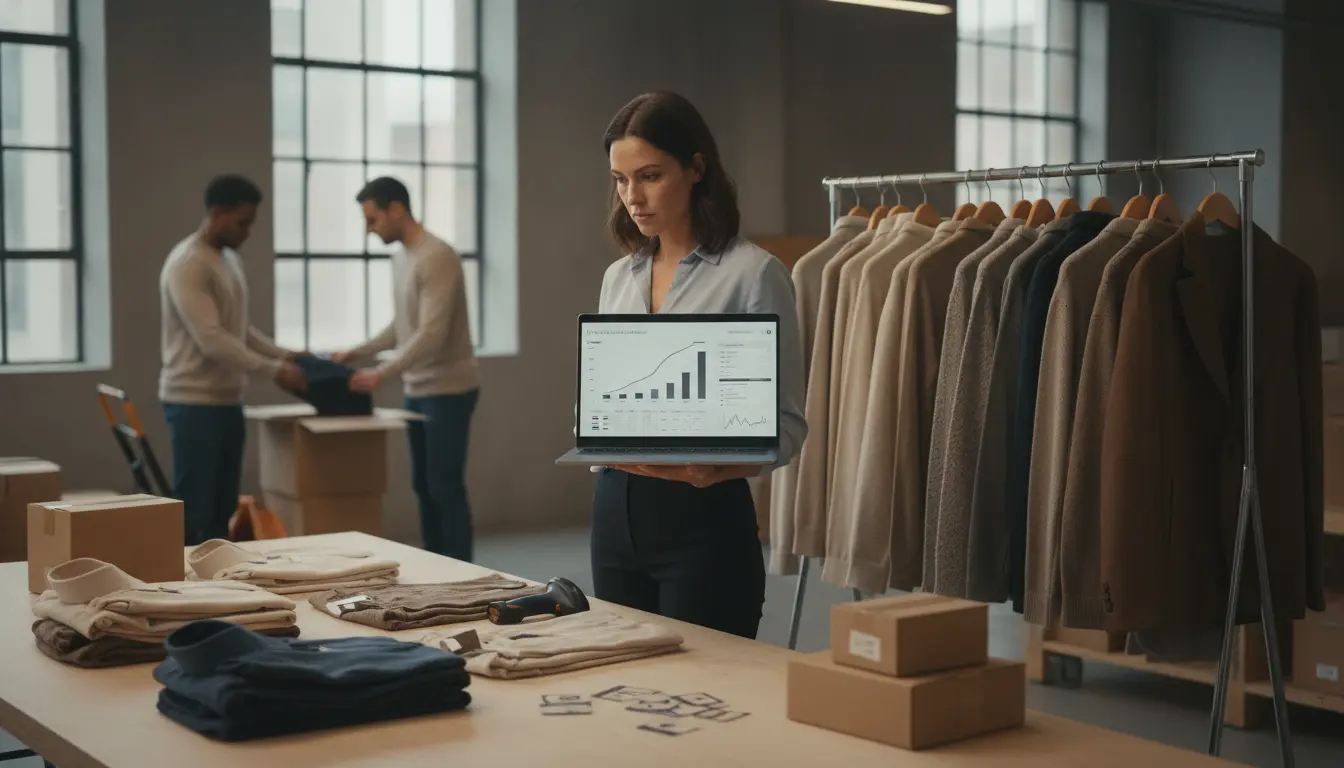 Fashion inventory planner reviewing seasonal stock coverage and purchase orders